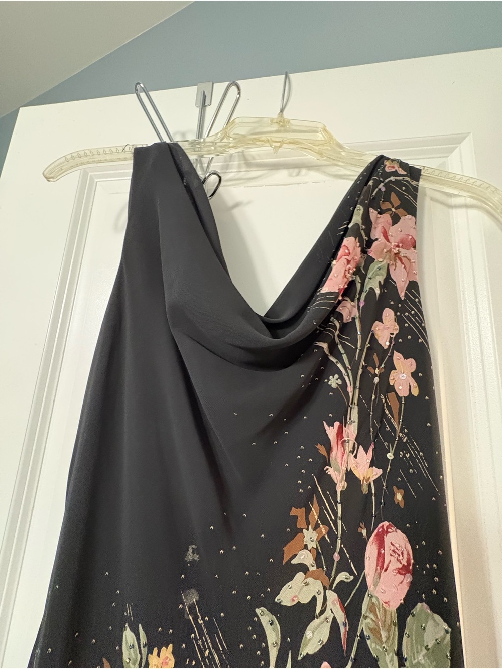 Alex Evenings Black One-Shoulder Floral Midi Dress - Picture 2 of 4